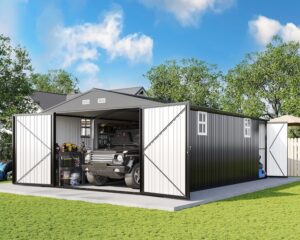 Image 1 of AMERLIFE 13x21x8 metal garage shed review