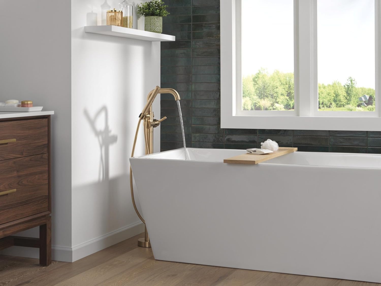 Delta Trinsic floor mount tub filler review setup process — mounting the trim kit and rough-in installation