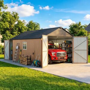 Image 1 of Aoxun 12x20x9.3 metal storage shed review