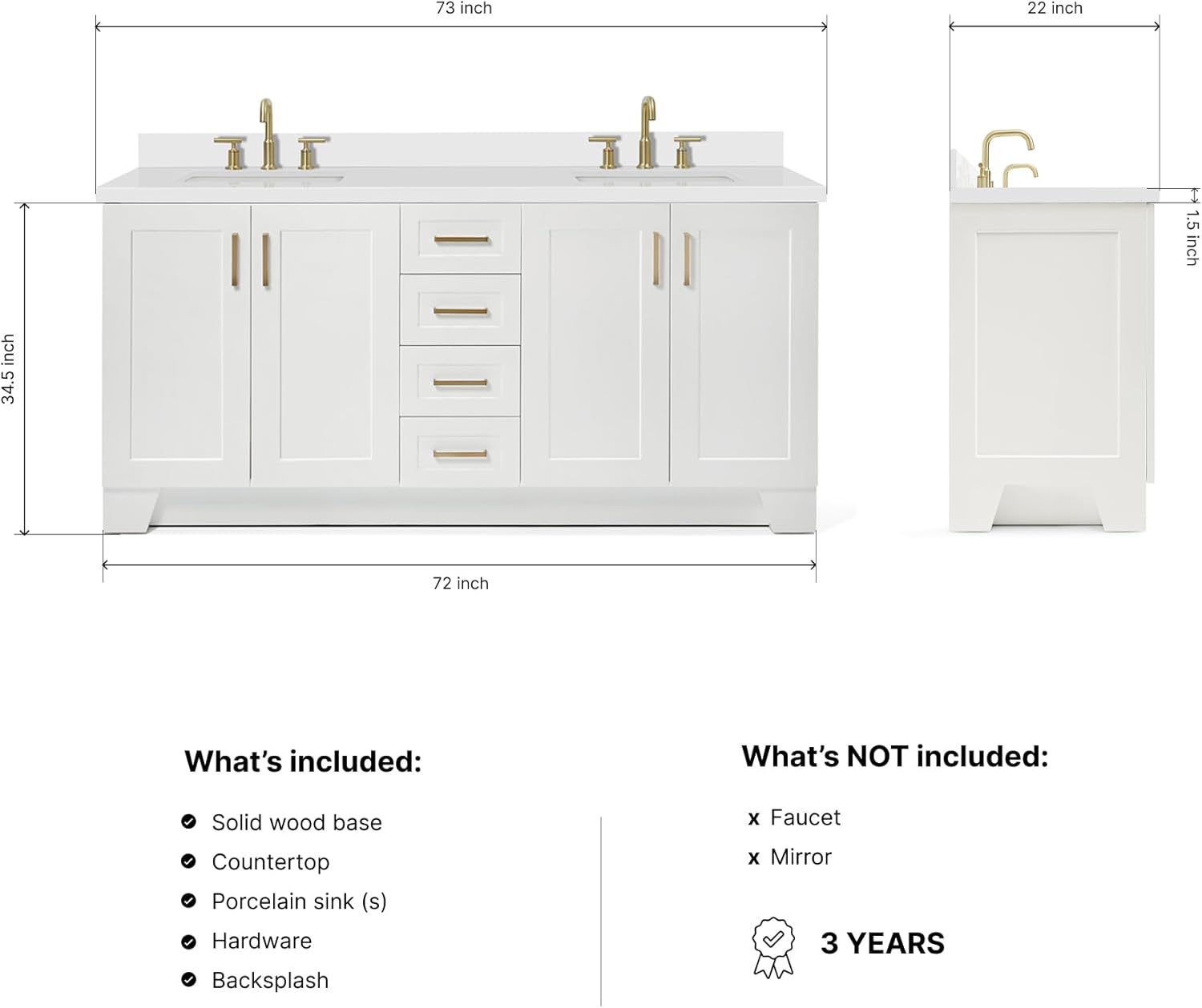 DKB Emilia 72 inch bathroom vanity review setup process leveling legs measuring space
