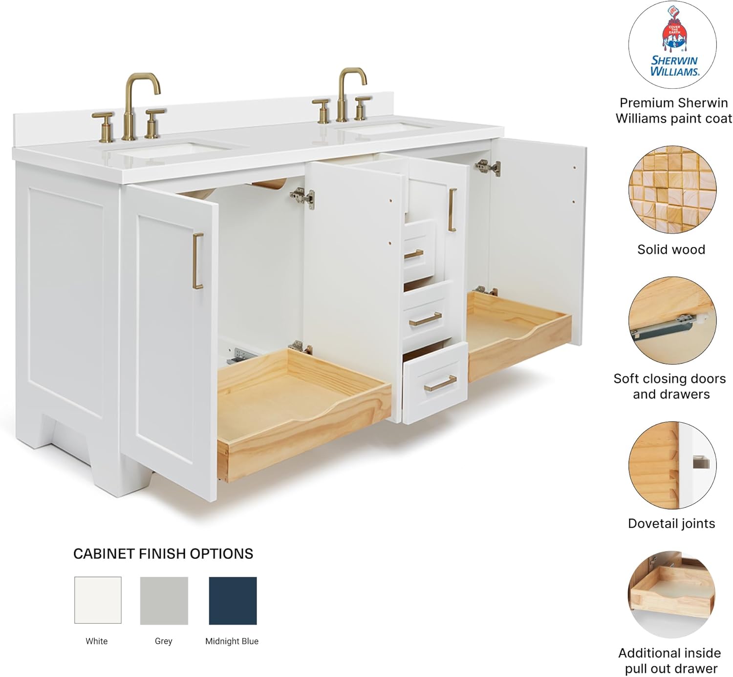 DKB Emilia 72 inch bathroom vanity review daily use double sink countertop clutter