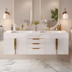 Image 1 of Homary 60 inch floating double sink vanity review