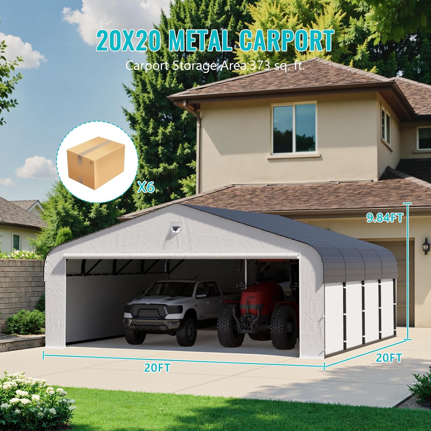 Sannwsg 20x20 metal carport review — setup experience