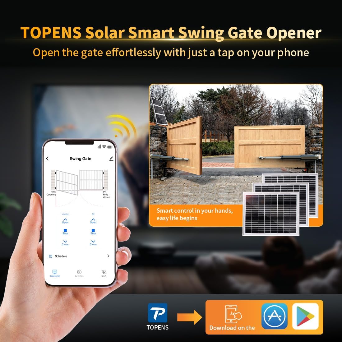 TOPENS XD852S review setup process — mounting brackets, motor alignment, and wiring the solar panel for dual swing gates