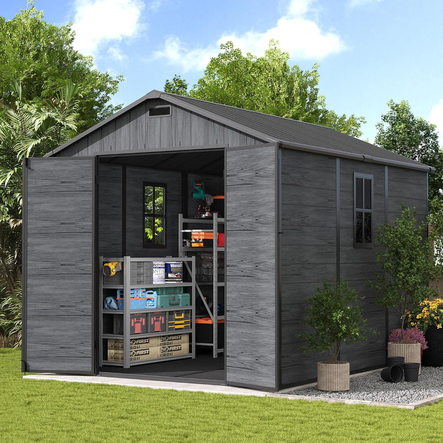UDPATIO outdoor resin storage shed review,UDPATIO storage shed review and rating,UDPATIO 8x10 shed review pros cons,UDPATIO resin shed review honest opinion,UDPATIO outdoor shed review verdict,is UDPATIO storage shed worth buying — full box contents and build quality