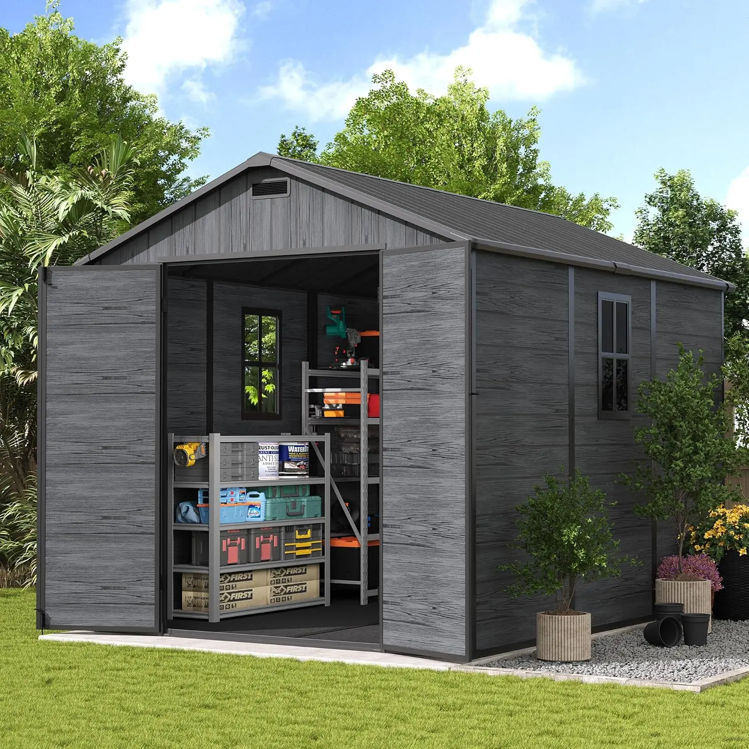 UDPATIO outdoor resin storage shed review,UDPATIO storage shed review and rating,UDPATIO 8x10 shed review pros cons,UDPATIO resin shed review honest opinion,UDPATIO outdoor shed review verdict,is UDPATIO storage shed worth buying — full box contents and build quality