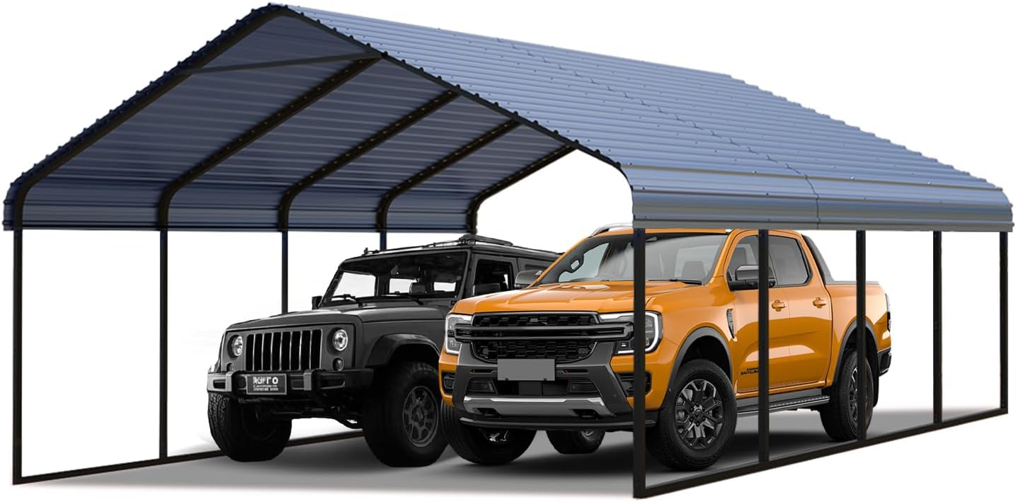 yotila carport review - detailed features and technical specifications of the Yotila 20x20 heavy duty metal carport