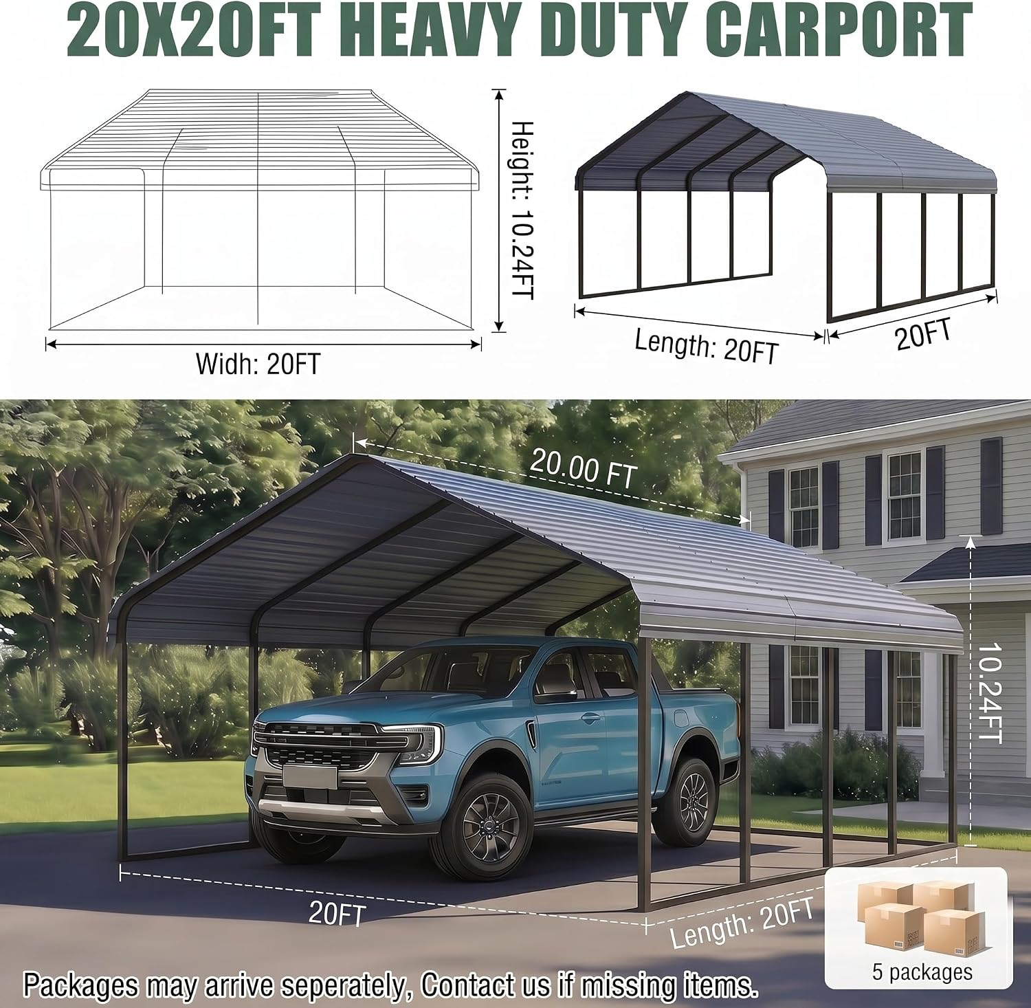 yotila carport review unboxing complete package contents for Yotila 20x20 carport